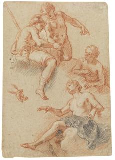 Charles De La Fosse - Sheet Of Studies Of Four Figures
