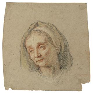 Charles De La Fosse - Tête de femme portant un voile