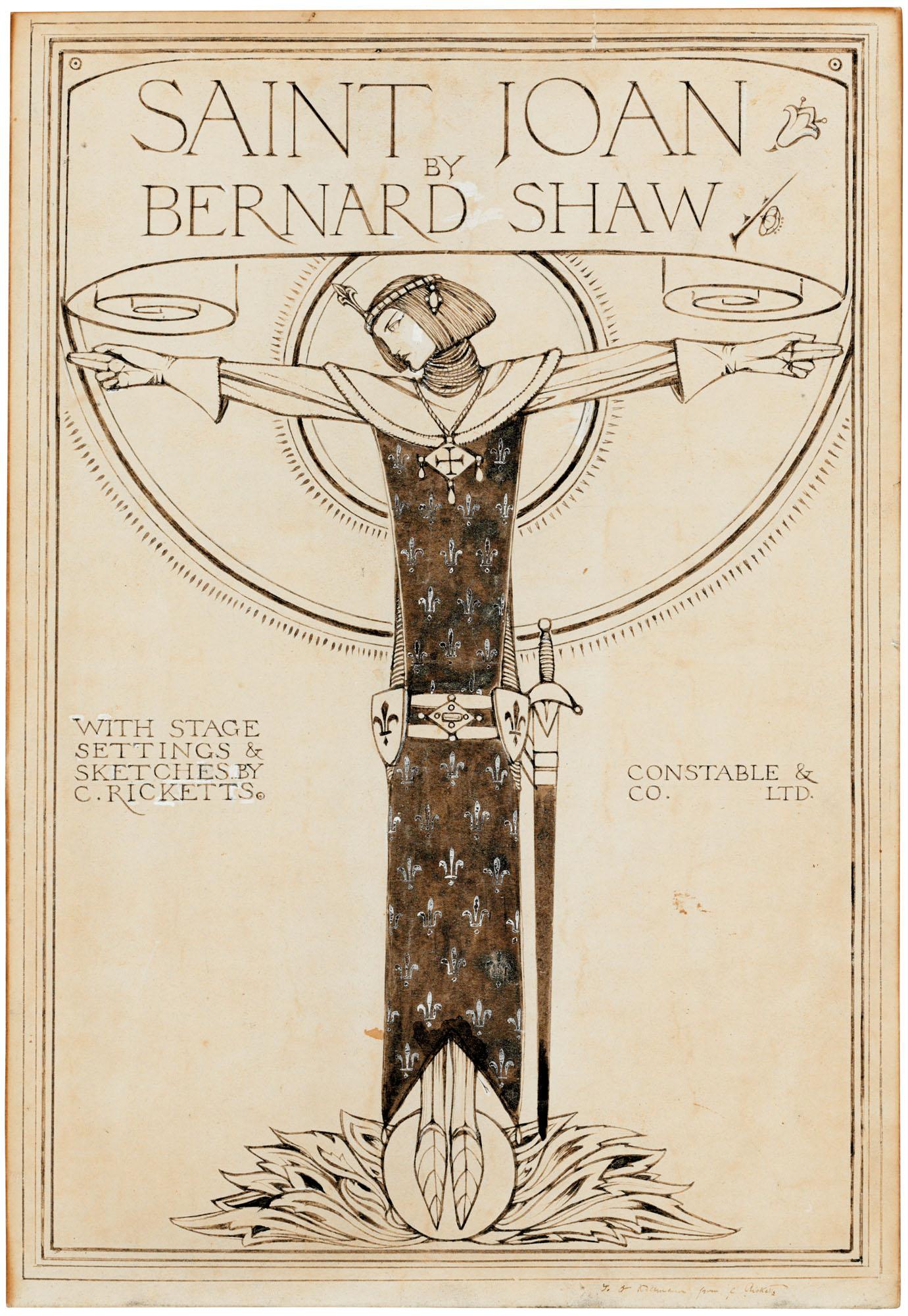 Charles De Sousy Ricketts, R.A. - Cover design for \'Saint Joan\'