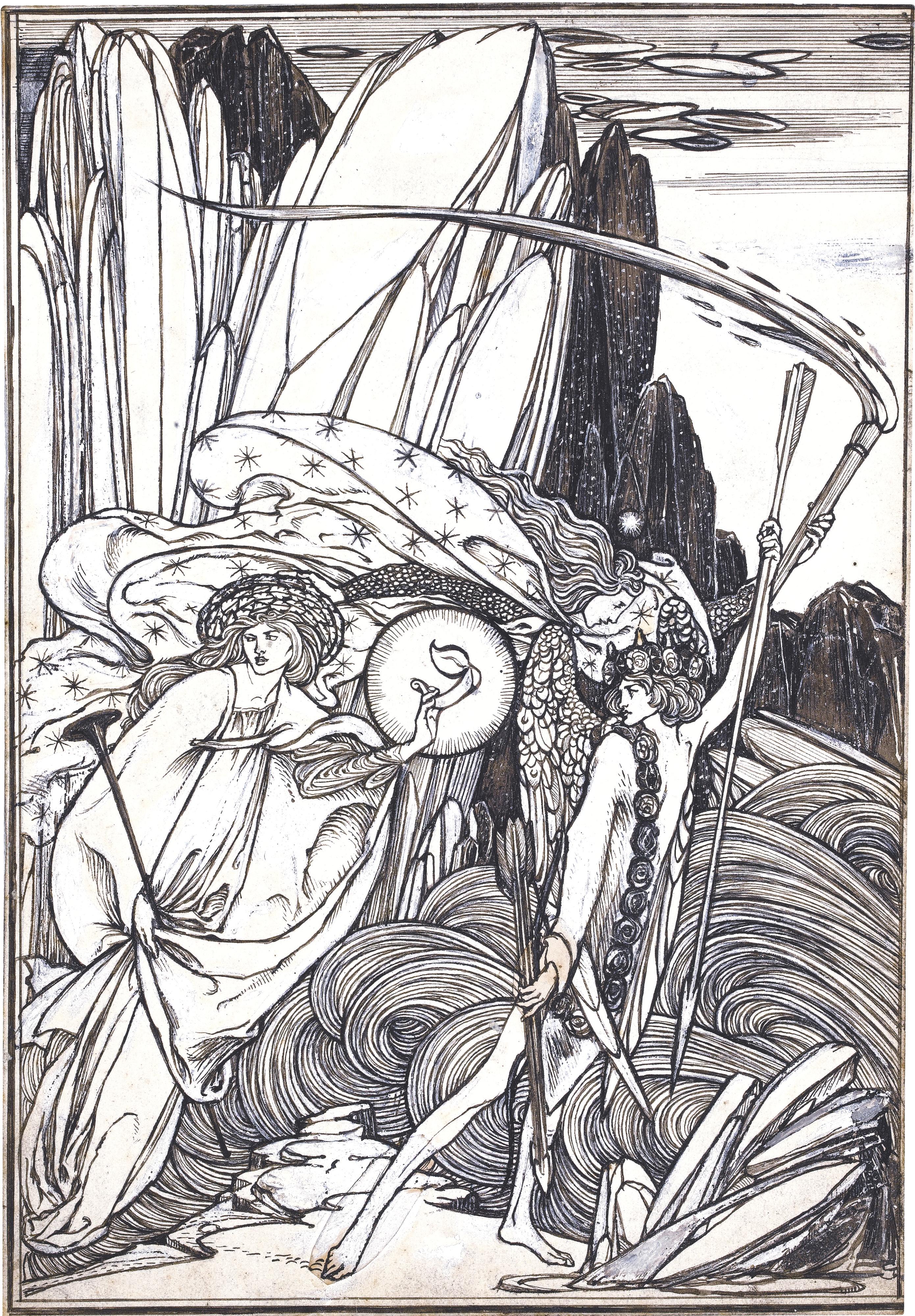 Charles De Sousy Ricketts - Two Illustrations For The Kingis Quair