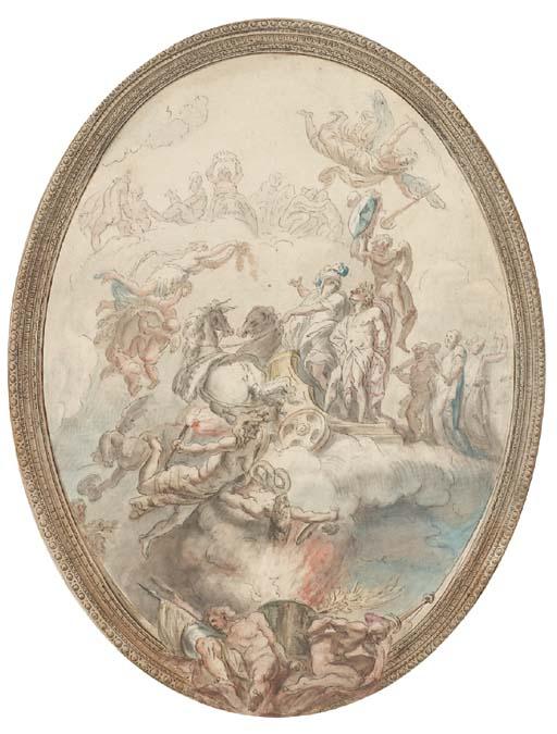 Charles De Wailly - Ambrogio Spinola conduit à l\'Immortalité par Minerve: Etude pour un plafond du Palais Spinola