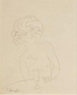 Charles Demuth - Seated woman with wine glass and cigarette