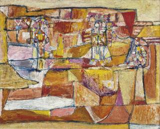 Charles Denis Pulsford - Yellow Landscape With Figures