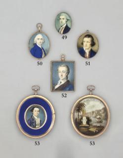 Charles Dixon - Lord Charles Douglas, in fur-bordered blue cloak, white shirt, white lace cravat, gem-set pendant worn at neck