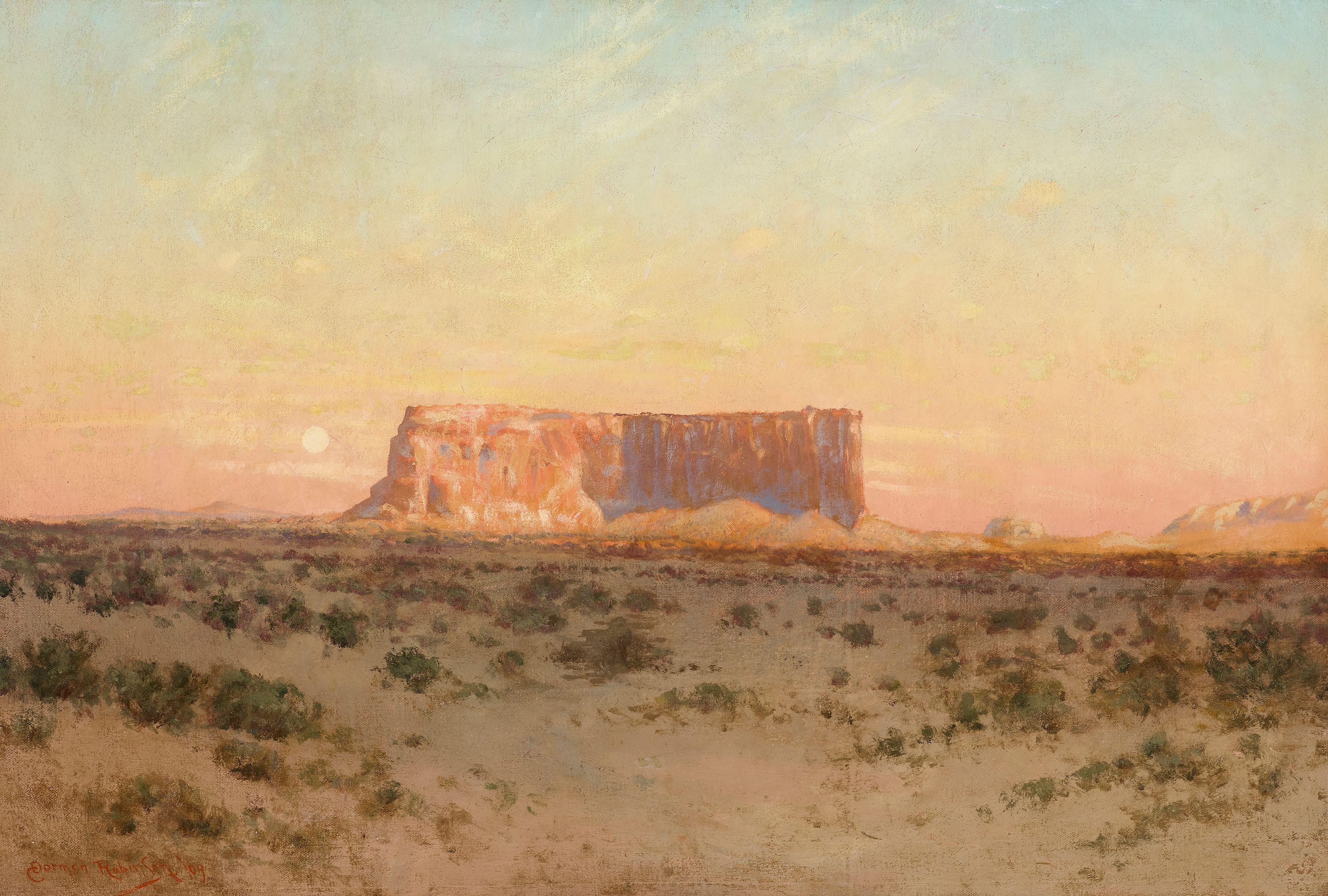 Charles Dormon Robinson - Butte cliff at sunset