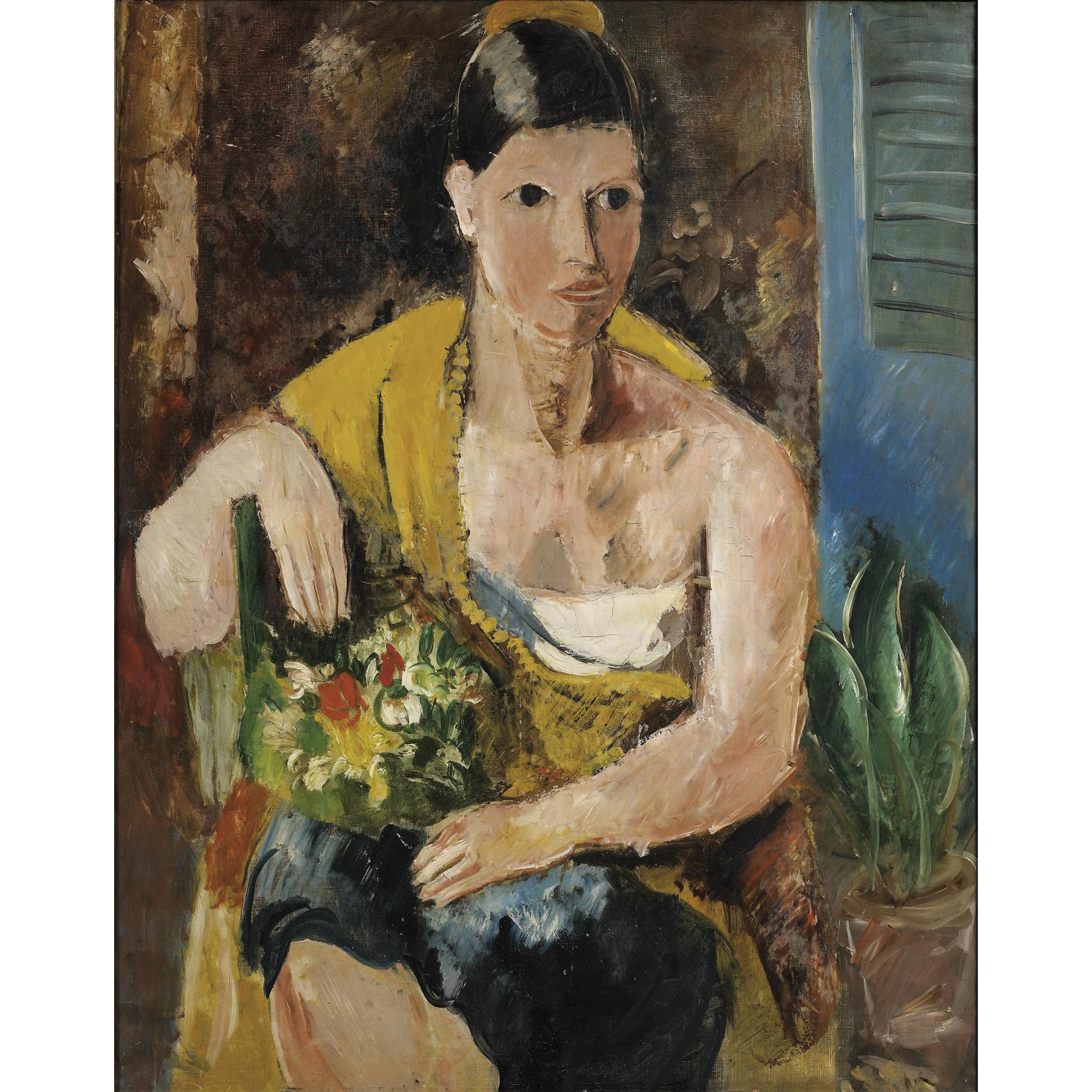 Charles Dufresne - La Femme À L\'Écharpe Jaune. Portrait De Madame Dufresne  