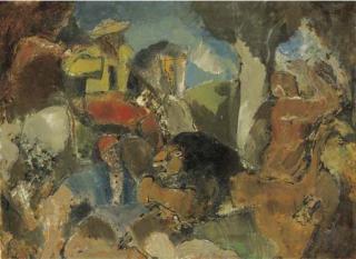 Charles Dufresne - Men at lion hunt