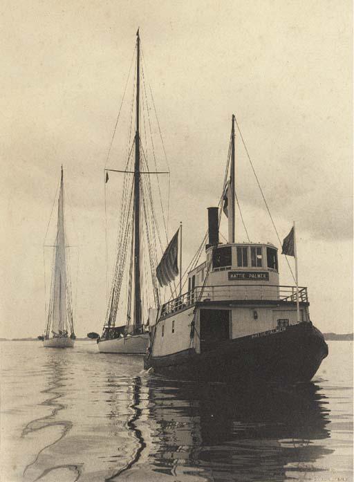 Charles E. Bolles - The Hattie Palmer towing Colonia and Defender