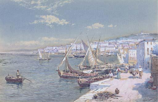 Charles Edmund Rowbotham - On The Waterfront At Naples