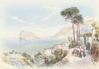 Charles Edmund Rowbotham - Peasants Conversing On The Italian Coast (One Illustrated)