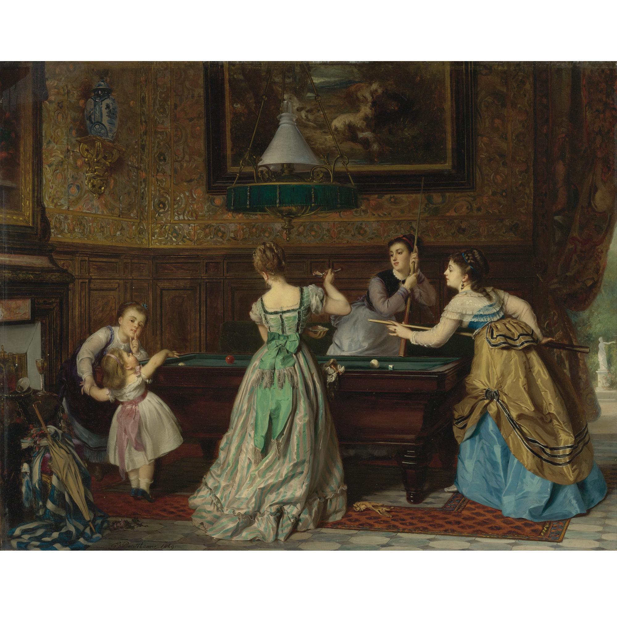 Charles Edouard Boutibonne - French Ladies Playing Billiards
