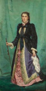 Charles Edouard Boutibonne - Portrait of a lady wearing a silk dress