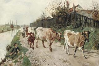 Charles Edward Brock, R.I. - Driving the herd home