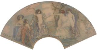 Charles Edward Conder - A design for a fan: Bacchanalian dancing