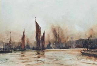 Charles Edward Dixon, R.I. - The Lower Pool, London