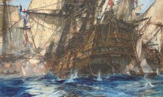 Charles Edward Dixon, R.I. - Trafalgar:  HMS Victory sailing into glory