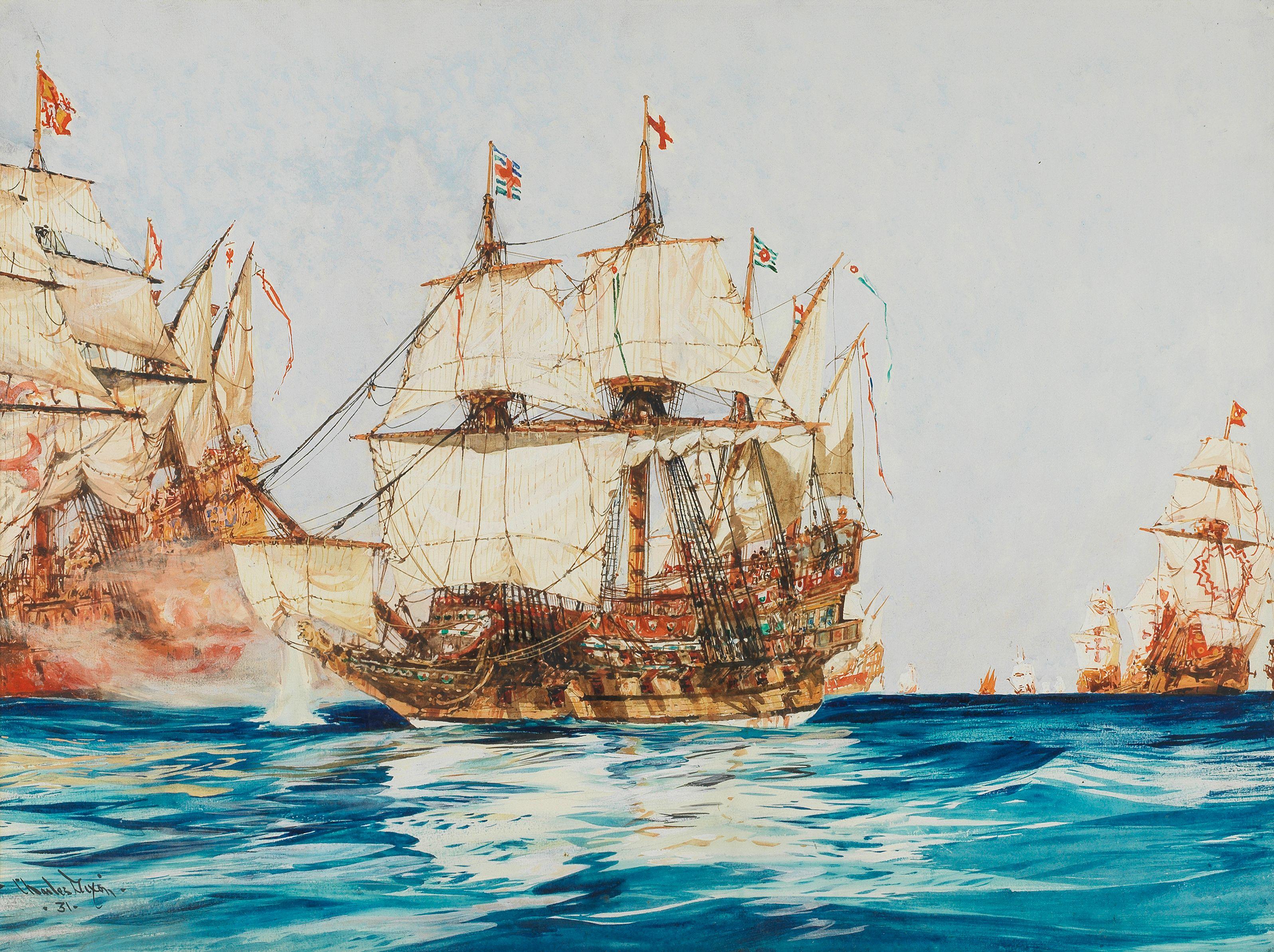 Charles Edward Dixon - A naval engagement