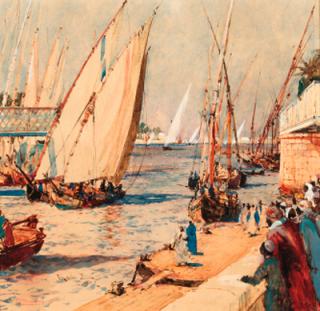 Charles Edward Dixon - Feluccas on the Nile