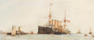 Charles Edward Dixon - \'HMS Powerful off Southsea\'
