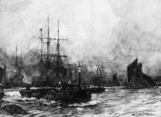 Charles Edward Dixon - The Bustling Thames