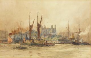 Charles Edward Dixon - The pool of London and the Tower, 1896