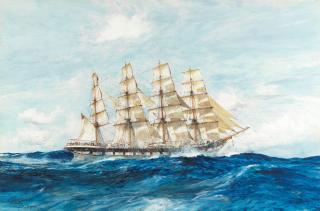 Charles Edward Dixon - The windjammer Waterloo under full sail