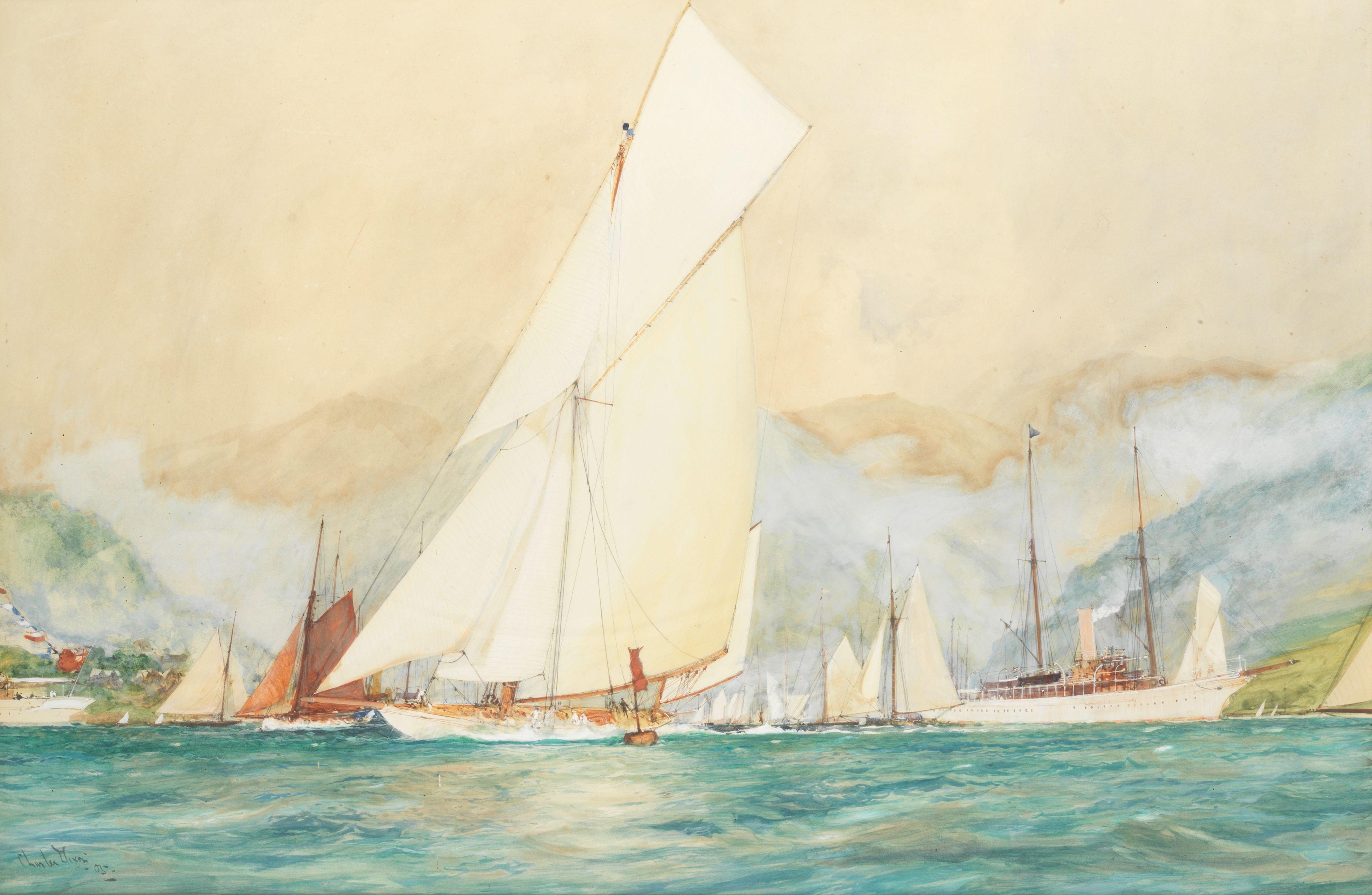 Charles Edward Dixon - White Heather rounding the stake boat off Hunters Quay, on the Clyde