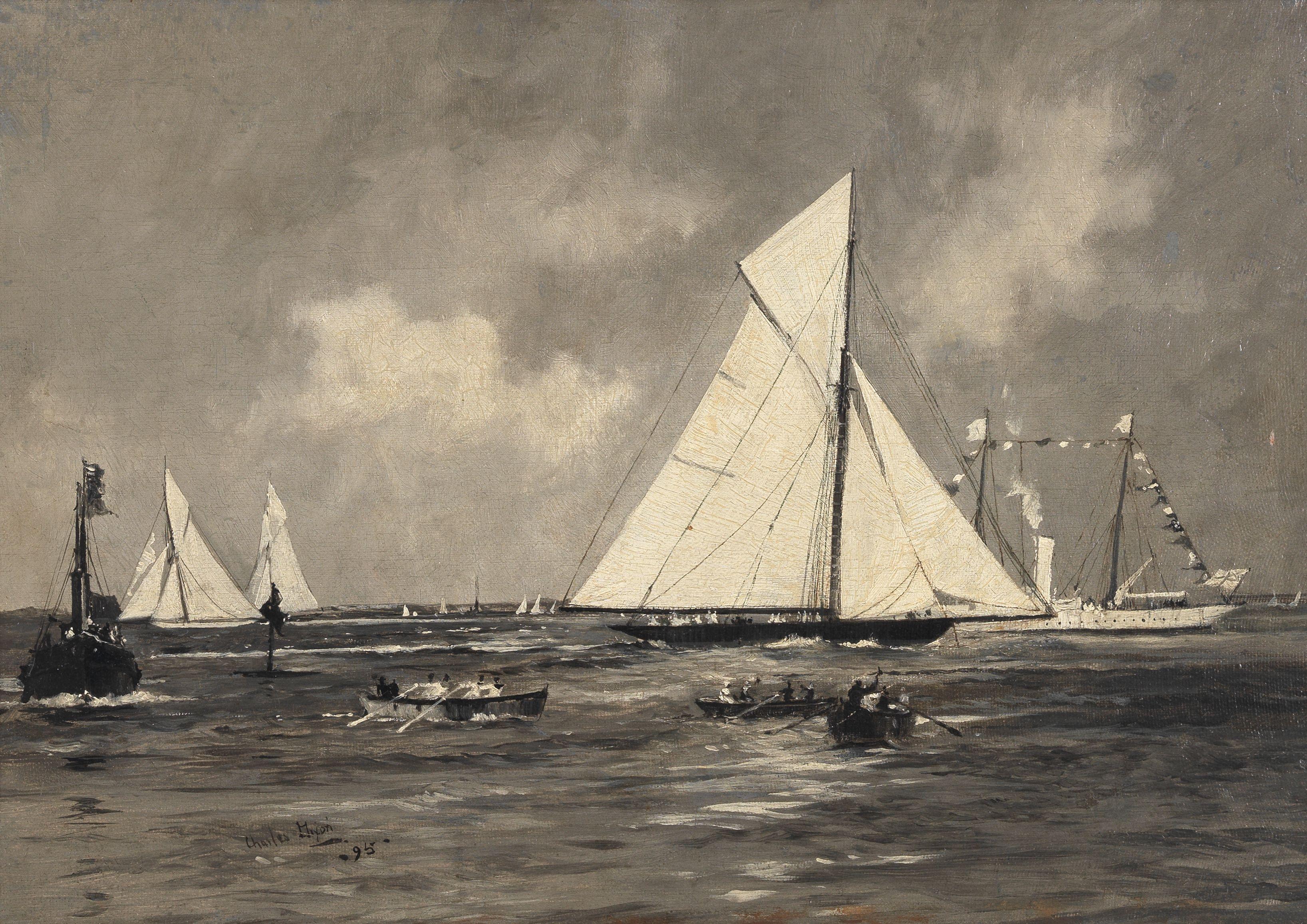 Charles Edward Dixon - Yacht racing off Cowes