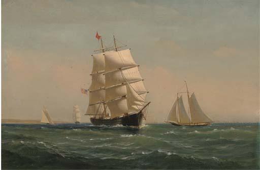 Charles Edward Johnson, R.I. - The American Brig Atalante In Coastal Waters