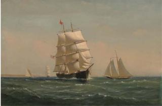 Charles Edward Johnson, R.I. - The American Brig Atalante In Coastal Waters