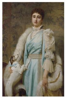 Charles Edward Perugini - Portrait of a Lady in an Aquamarine Dress, possibly Mrs. Henry Drake