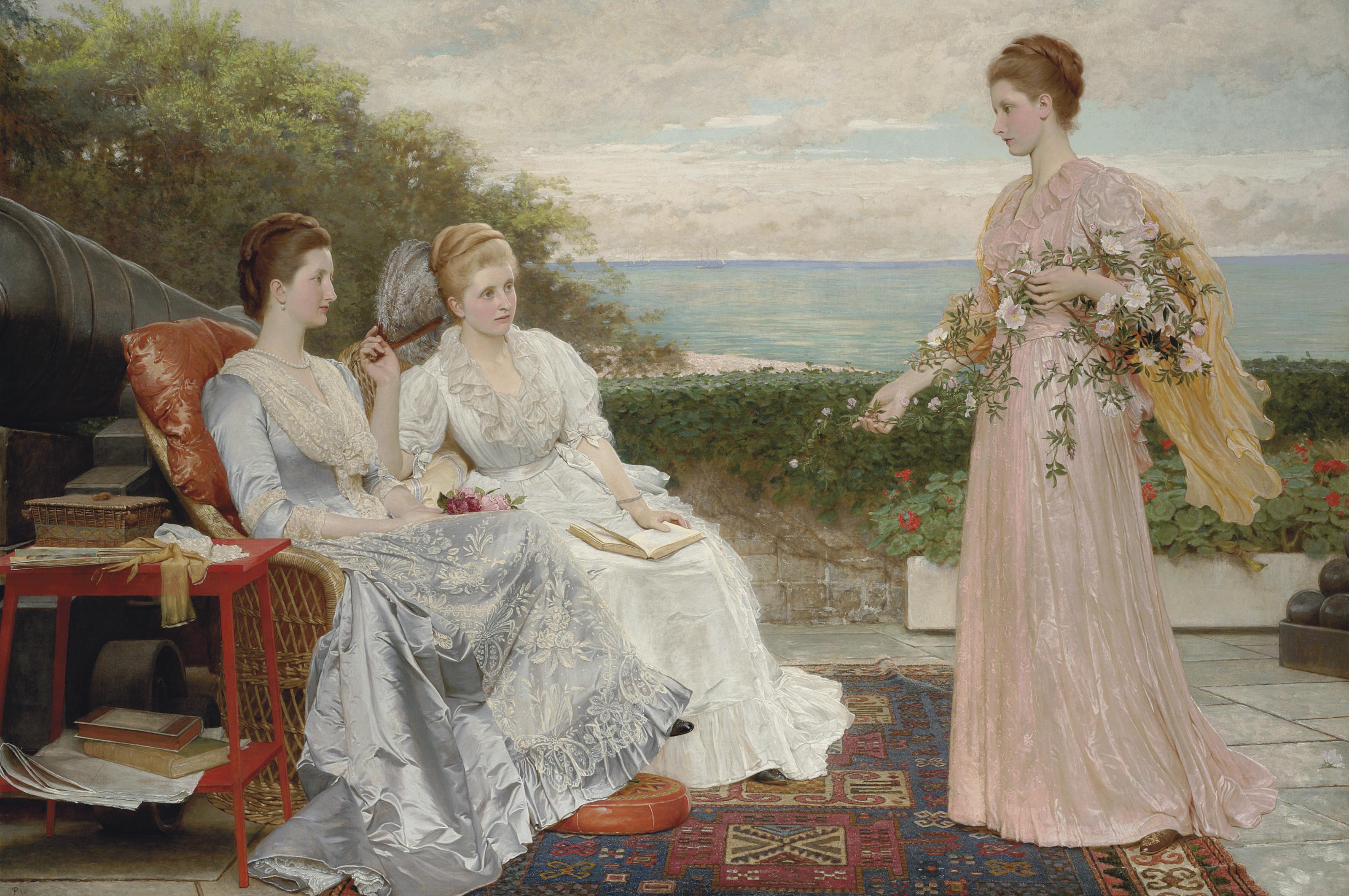 Charles Edward Perugini - The Ramparts, Walmer Castle; Portraits of the Countess Granville, and the Ladies Victoria and Mary Leveson-Gower