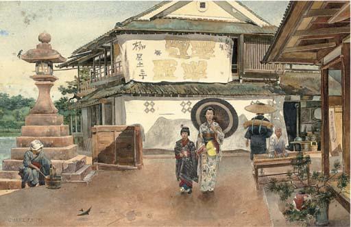 Charles Edwin Fripp, A.R.W.S. - Walking Home, An Afternoon In A Japanese Village