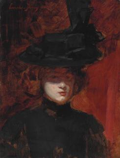 Charles Emile Auguste Carolus-Duran - Portrait of a woman in a black dress and hat