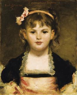 Charles-Emile-Auguste Durand - Portrait De Fillettecharles-Emile-Auguste Durand Called Carolus Duran ; Portait Of A Young Girl ; Signed And Dated \'70 Lower Left And Dedicated Upper Center A Madame Ernest Feydeau; Oil On Canvas
