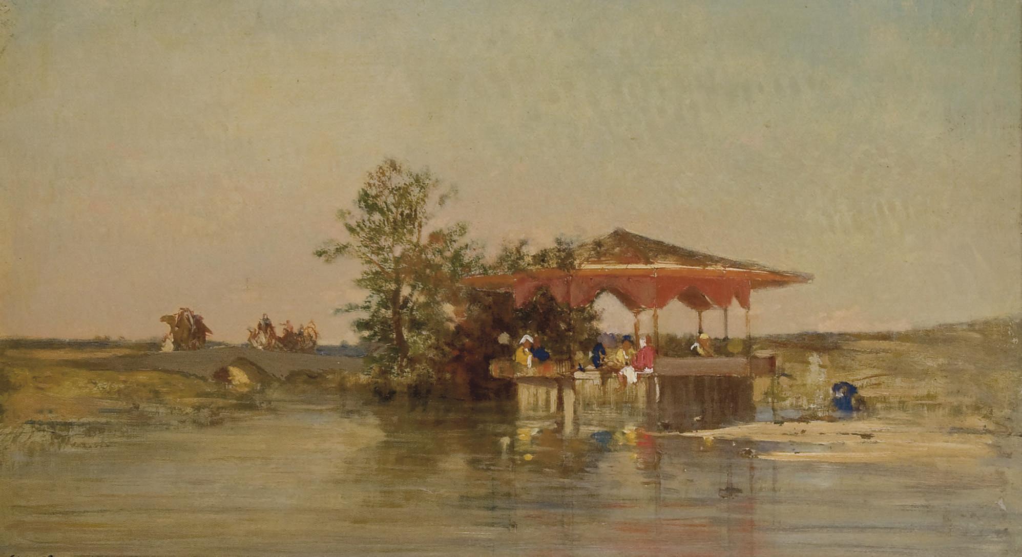 Charles Emile De Tournemine - Kiosque au bord de l\'eau en Turquie