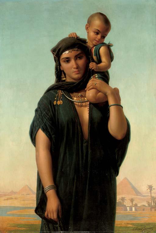 Charles Emile Hippolyte Lecomte-Vernet - Mother and child before the pyramids