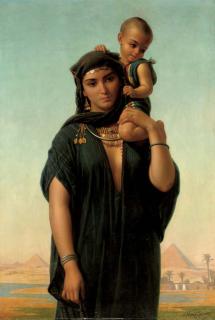 Charles Emile Hippolyte Lecomte-Vernet - Mother and child before the pyramids