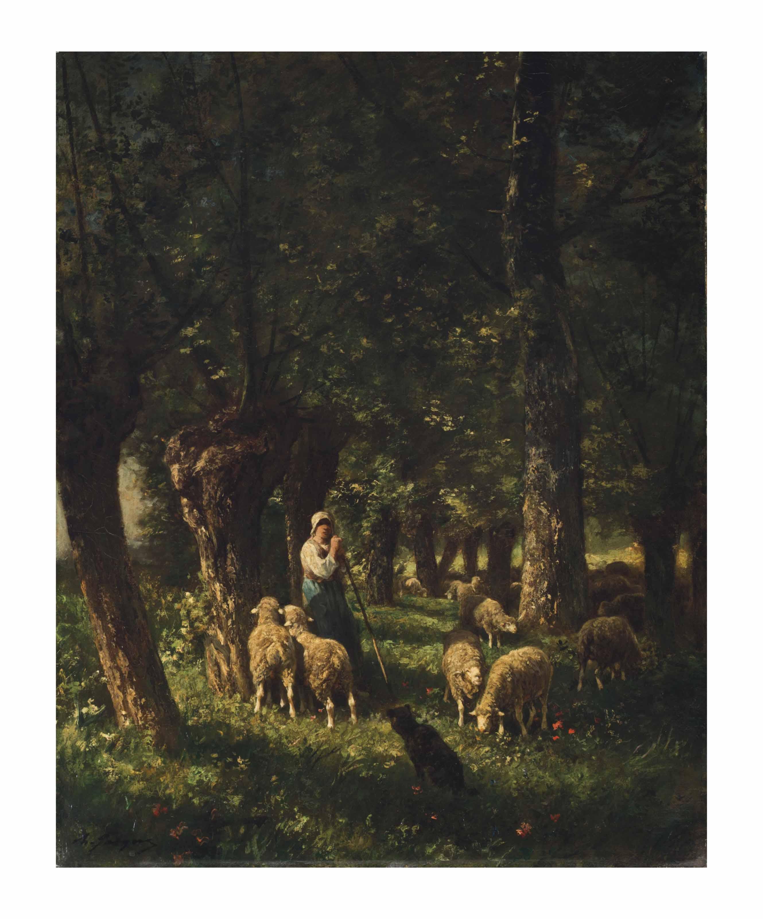 Charles-Émile Jacque - A Shepherdess and Her Sheep