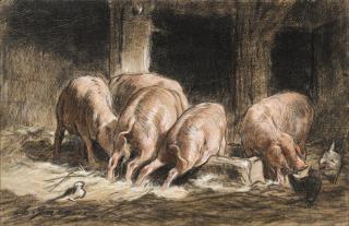 Charles Émile Jacque - At the trough