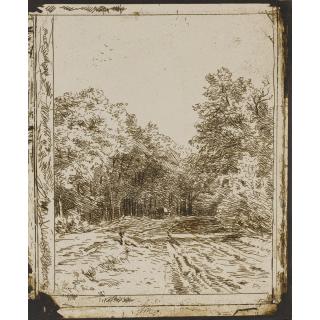 Charles Emile Jacque - Chevaux De Labour Près D\'Un Hangar, Et Deux Études De Chemins À L\'Entrée D\'Un Bois, Années 1850