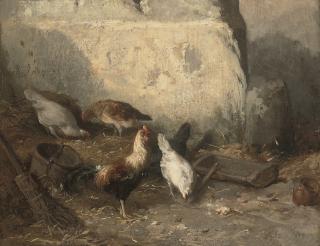 Charles Émile Jacque - Coqs et poulets