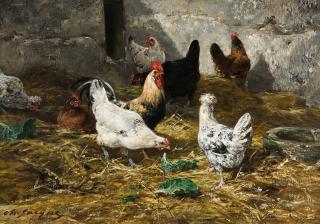 Charles Émile Jacque - Der Hühnerstall (Poules à la ferme).