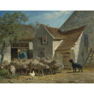 Charles Émile Jacque - French Preparing The Flock For Pasture