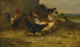 Charles Emile Jacque - Hens And Cocks