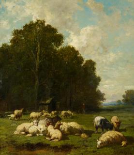 Charles Emile Jacque - Schafherde am Waldesrand