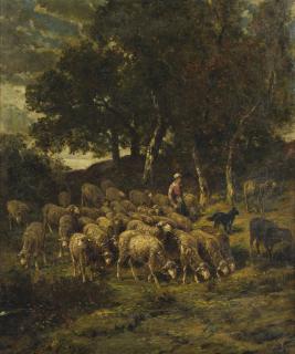 Charles Émile Jacque - Shepherdess And Her Flock