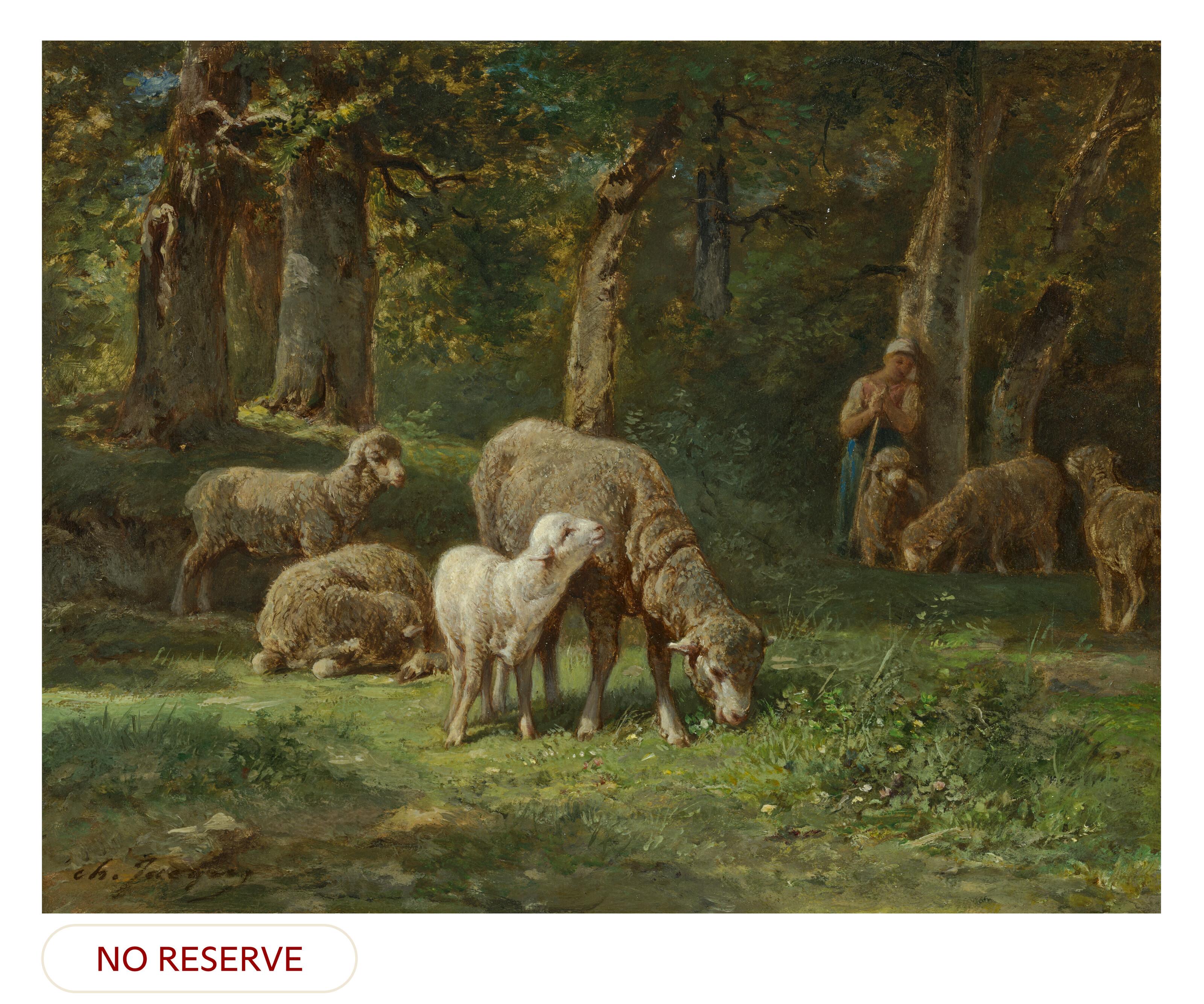 Charles-Émile Jacque - Shepherdess tending her flock