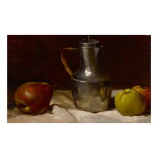 Charles Émile Jacque - Still Life With Fruits And Silver Pitcher