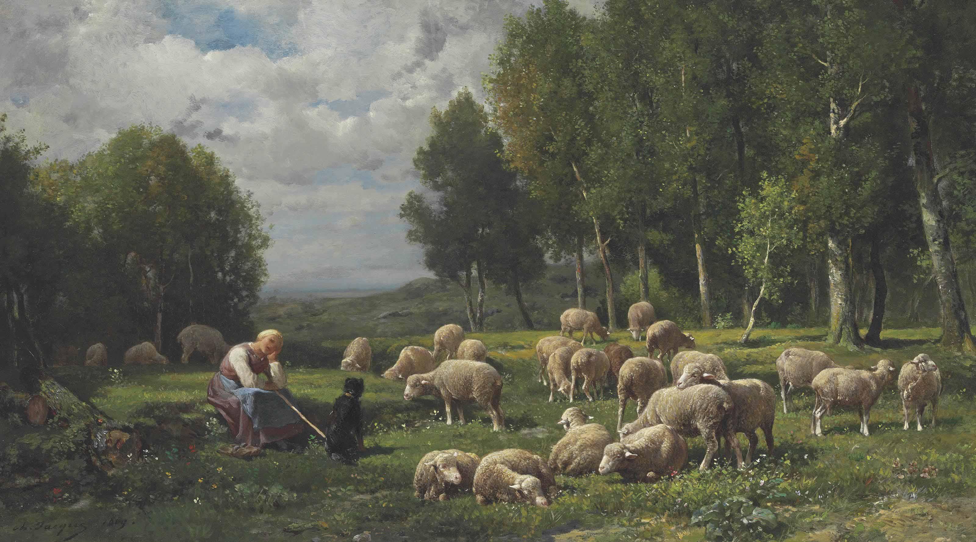 Charles Émile Jacque - Un troupeau de moutons